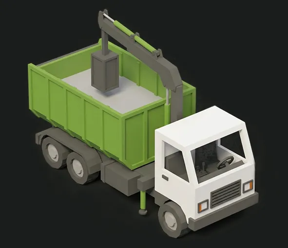 Inzamelwagen bij een containerlocatie.